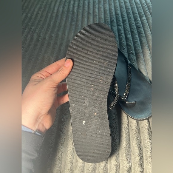 Stylish Black Sandals with Rhinestone Straps - Picture 4 of 4